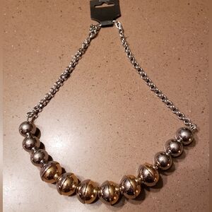 Silver Necklace With 2-Tone Beads